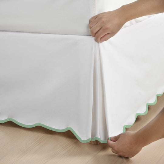 Easy Fit Scallop Edge Pleated Bedskirt, 14 Inch Drop Anti-Slip Dust Ruffle
