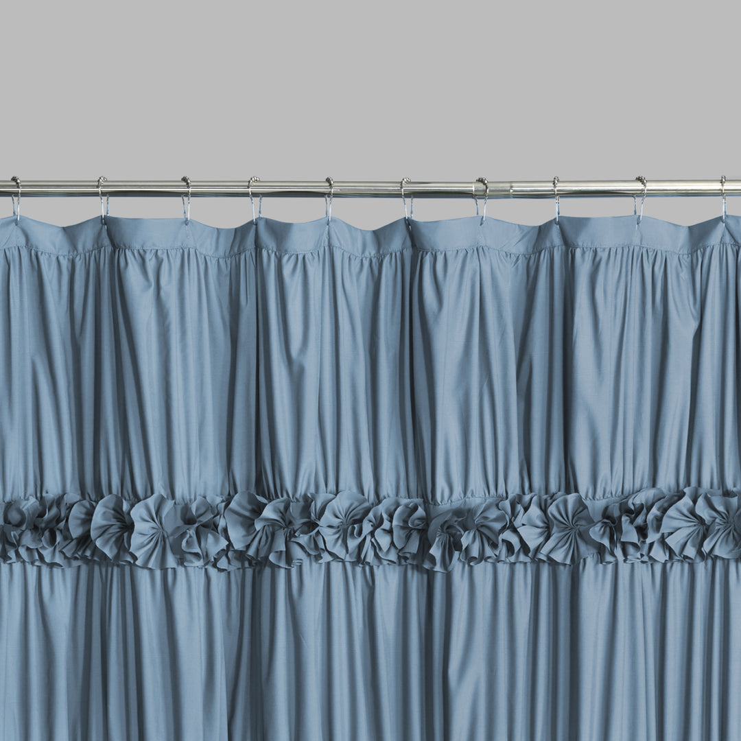 Luxurious Farmhouse Unique Pleated Cloth Fabric Shower Curtain 72x72 Extra Long Bathroom Curtain
