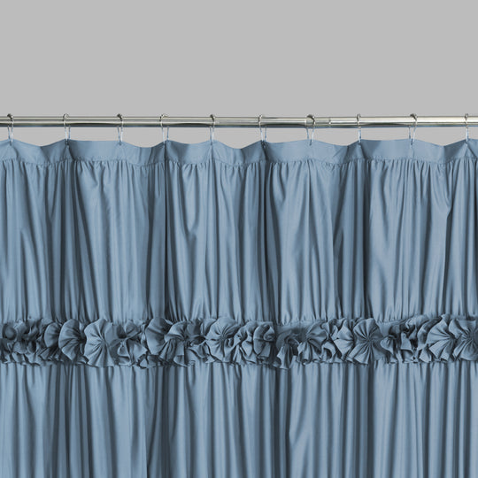Luxurious Farmhouse Unique Pleated Cloth Fabric Shower Curtain 72x72 Extra Long Bathroom Curtain