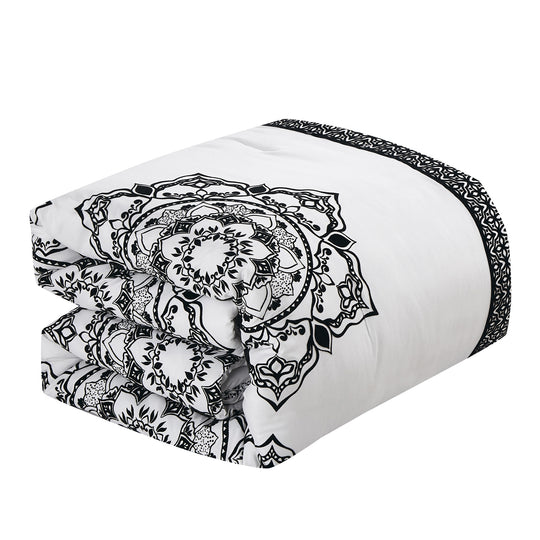 7 Piece Mandala Design Print Comforter Set Bed in A Bag - Queen King Size