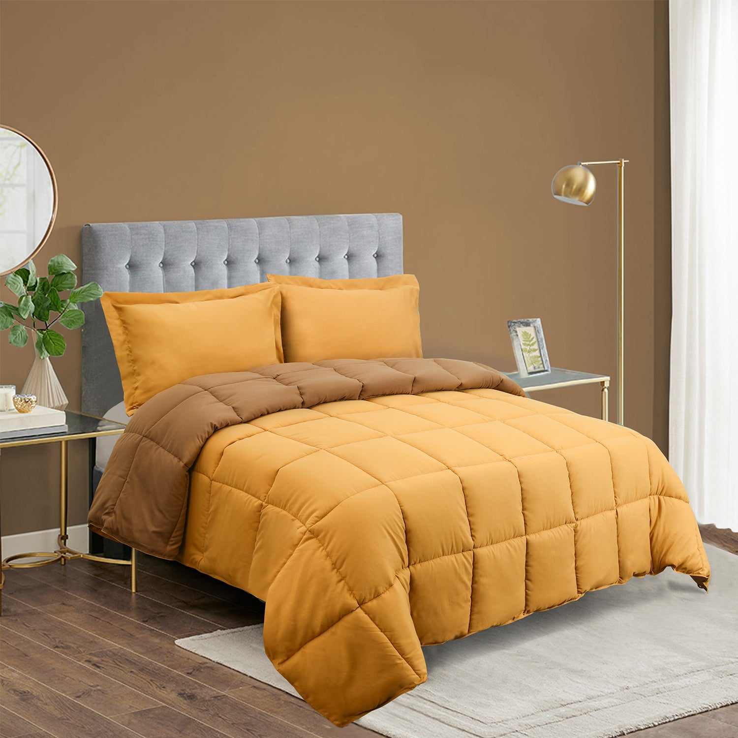 Microfiber selling Down Alternative Comforter for All Season Yellow__Grey