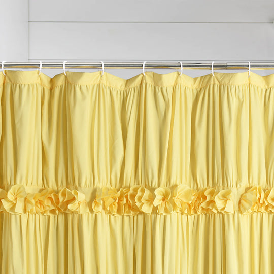 Luxurious Farmhouse Unique Pleated Cloth Fabric Shower Curtain 72x72 Extra Long Bathroom Curtain