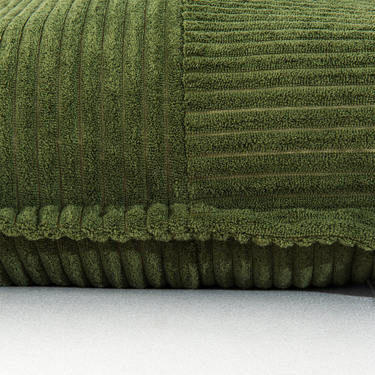 HIG Set of 2 Corduroy Patchwork Decorative Throw Pillows, 18"x18" Square Striped Velvet Cushions with Inserts for Sofa, Couch & Bed
