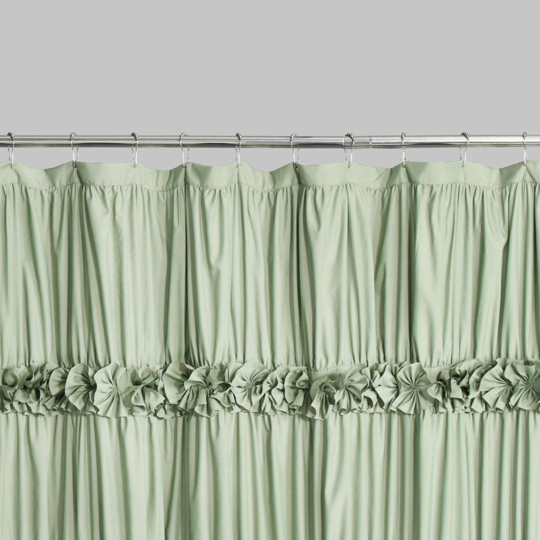 Luxurious Farmhouse Unique Pleated Cloth Fabric Shower Curtain 72x72 Extra Long Bathroom Curtain