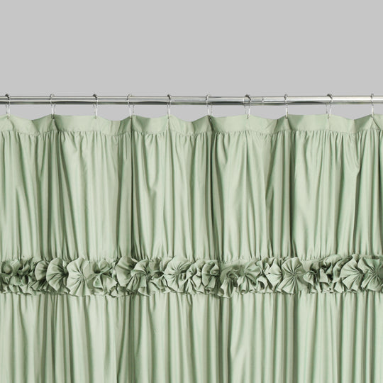 Luxurious Farmhouse Unique Pleated Cloth Fabric Shower Curtain 72x72 Extra Long Bathroom Curtain