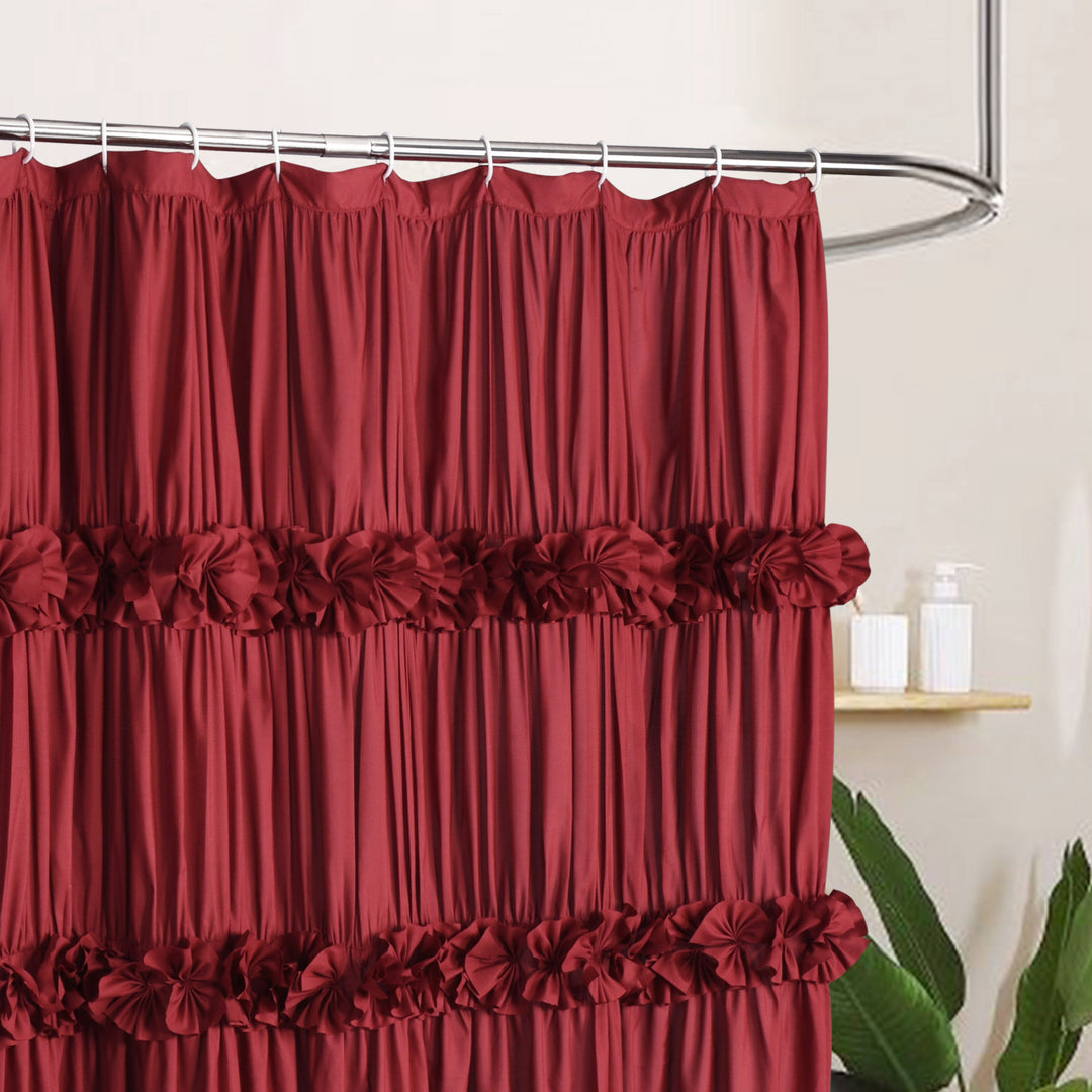 Luxurious Farmhouse Unique Pleated Cloth Fabric Shower Curtain 72x72 Extra Long Bathroom Curtain