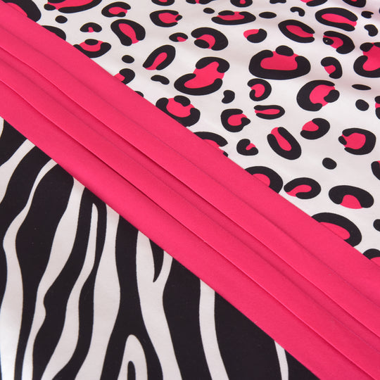 7-Piece Safari Animal Print Comforter Set in Pink, Black & White – Zebra & Leopard Bedding for Queen/King