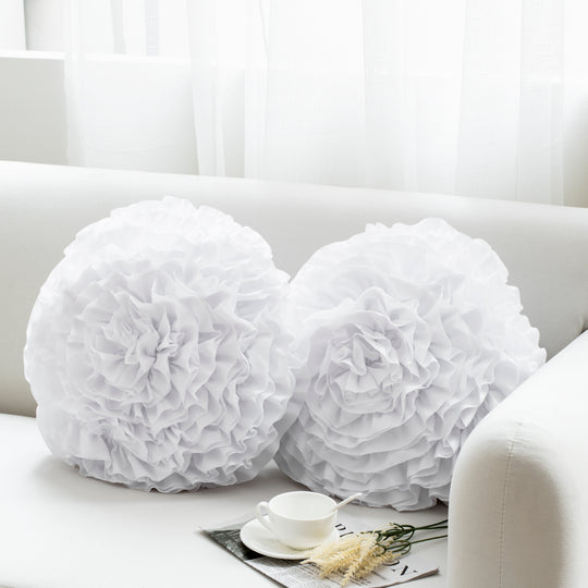 2 Pack 3D Rose Flower Handmade Rosette Rounded Decorative Throw Pillow, Layered Ruffle Floral Accent Pillow for Home Decor,16" Round