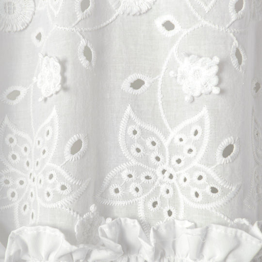 White Eyelet Lace Shower Curtain – Elegant Ruffled Bathroom Curtain 72" x 72"
