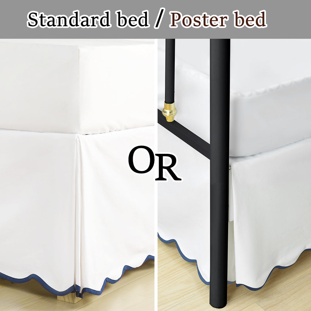 Easy Fit Scallop Edge Pleated Bedskirt, 18.5 Inch Drop Anti-Slip Dust Ruffle