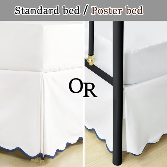 Easy Fit Scallop Edge Pleated Bedskirt, 18.5 Inch Drop Anti-Slip Dust Ruffle