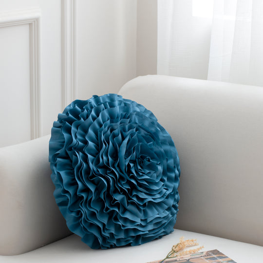 2 Pack 3D Rose Flower Handmade Rosette Rounded Decorative Throw Pillow, Layered Ruffle Floral Accent Pillow for Home Decor,16" Round