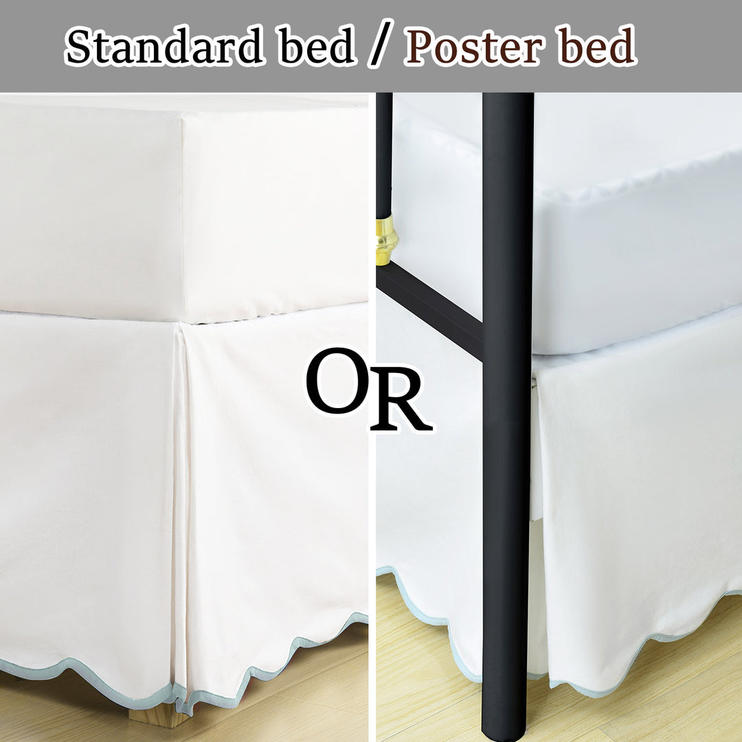 Easy Fit Scallop Edge Pleated Bedskirt, 18.5 Inch Drop Anti-Slip Dust Ruffle