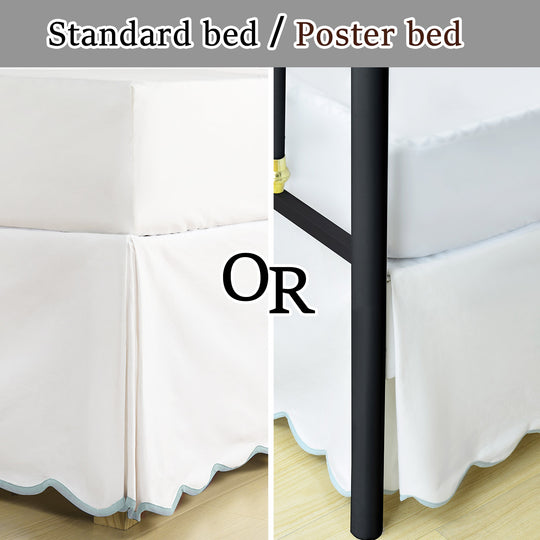 Easy Fit Scallop Edge Pleated Bedskirt, 18.5 Inch Drop Anti-Slip Dust Ruffle