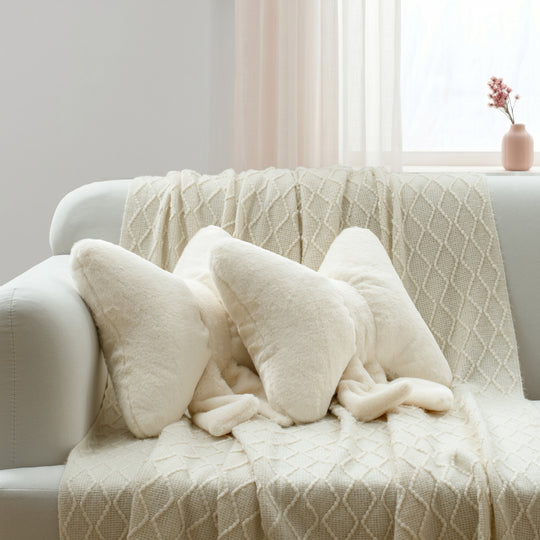 2 Pack Bow Shaped Pillows, Love Throw Pillows Gifts, Ultra Soft Faux Rabbit Fur Cute Pillows, Women Girls Kid Room Decor