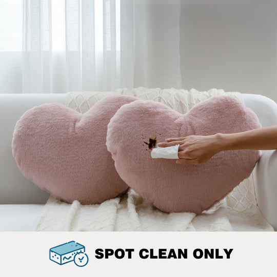 2 Pack Heart Shaped Throw Pillows, Love Decorative Pillow Gifts, Ultra Soft Faux Rabbit Fur Cute Pillows for Women Girls Kids Bedroom Decor