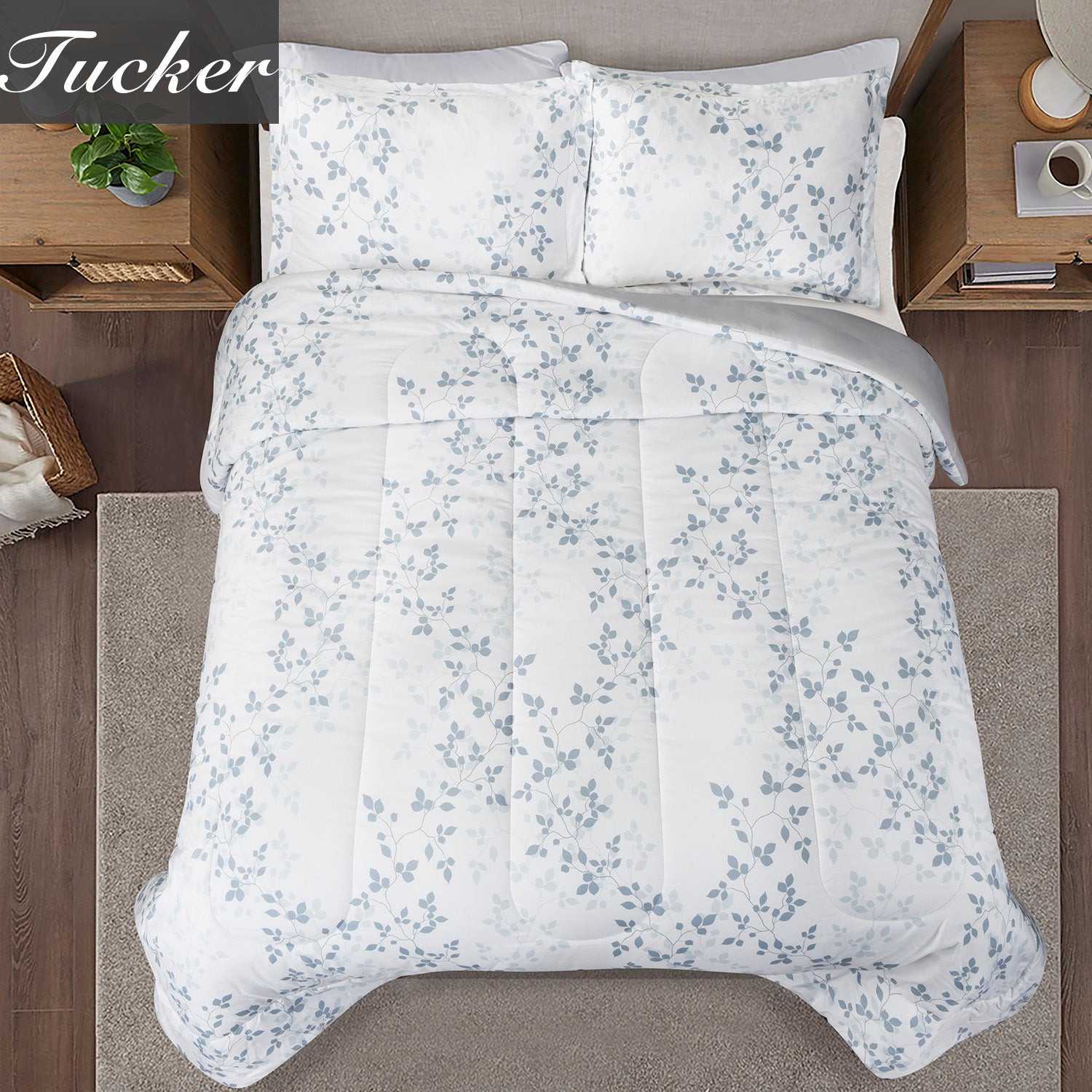 HIG 3 Pieces Botanical Printed Comforter Set with Tree Branches