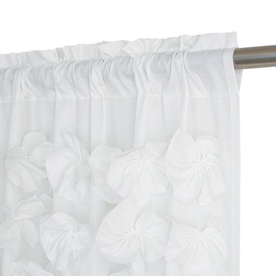 Sheer White 3D Floral Applique Window Curtains – Lightweight Rod Pocket Curtains 52" x 84" (Two Panels)
