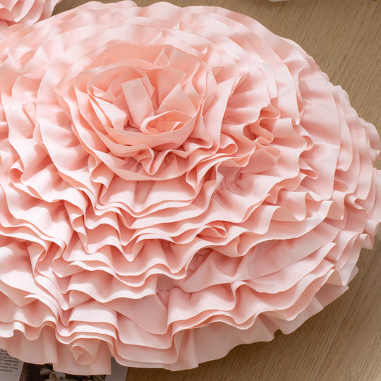 2 Pack 3D Rose Flower Handmade Rosette Rounded Decorative Throw Pillow, Layered Ruffle Floral Accent Pillow for Home Decor,16" Round