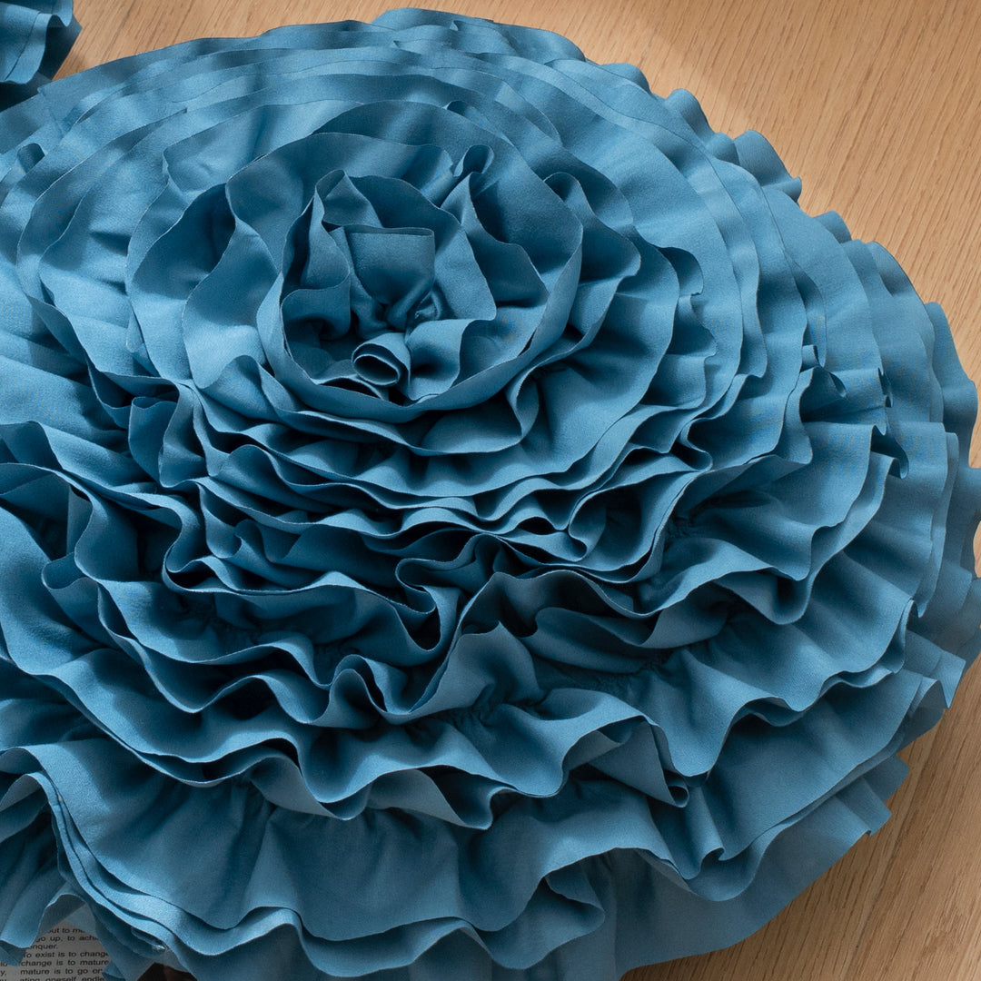 2 Pack 3D Rose Flower Handmade Rosette Rounded Decorative Throw Pillow, Layered Ruffle Floral Accent Pillow for Home Decor,16" Round