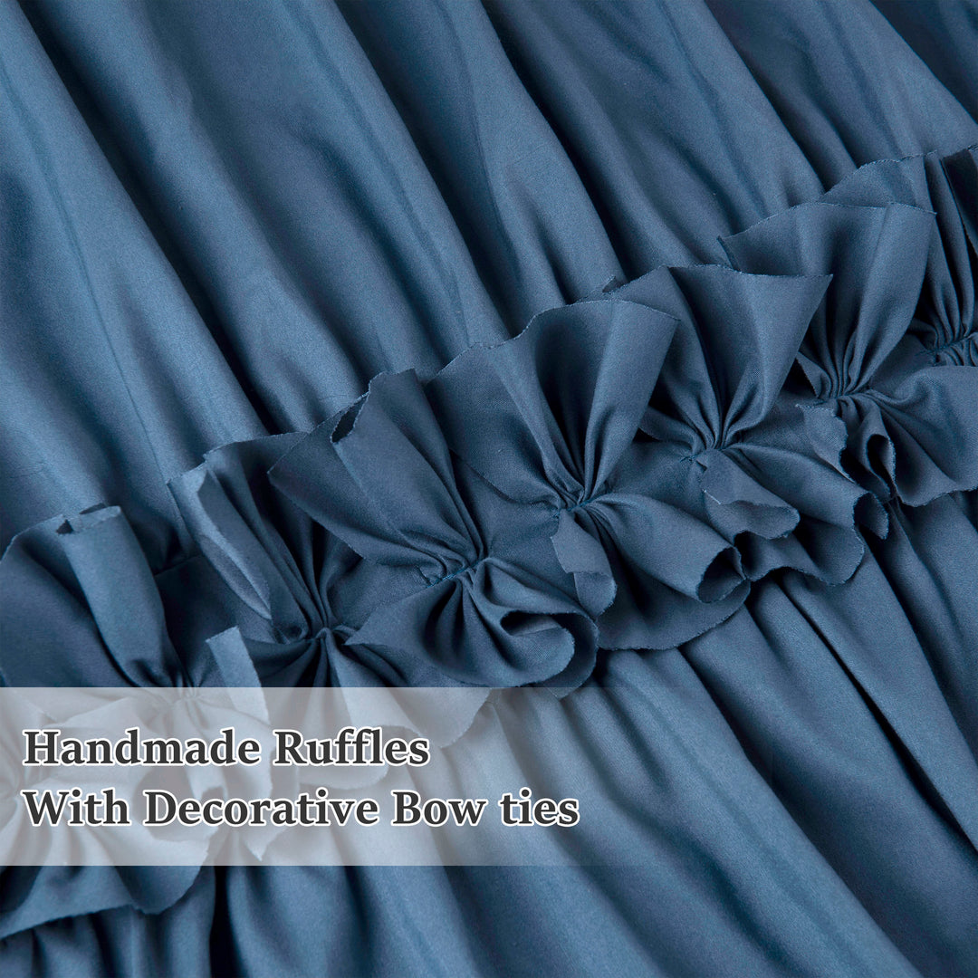Farmhouse Ruffle Window Curtains with Blackout Liner Handmade Bow Ties Drapes 2 Panels Set, 54"W x 84"L