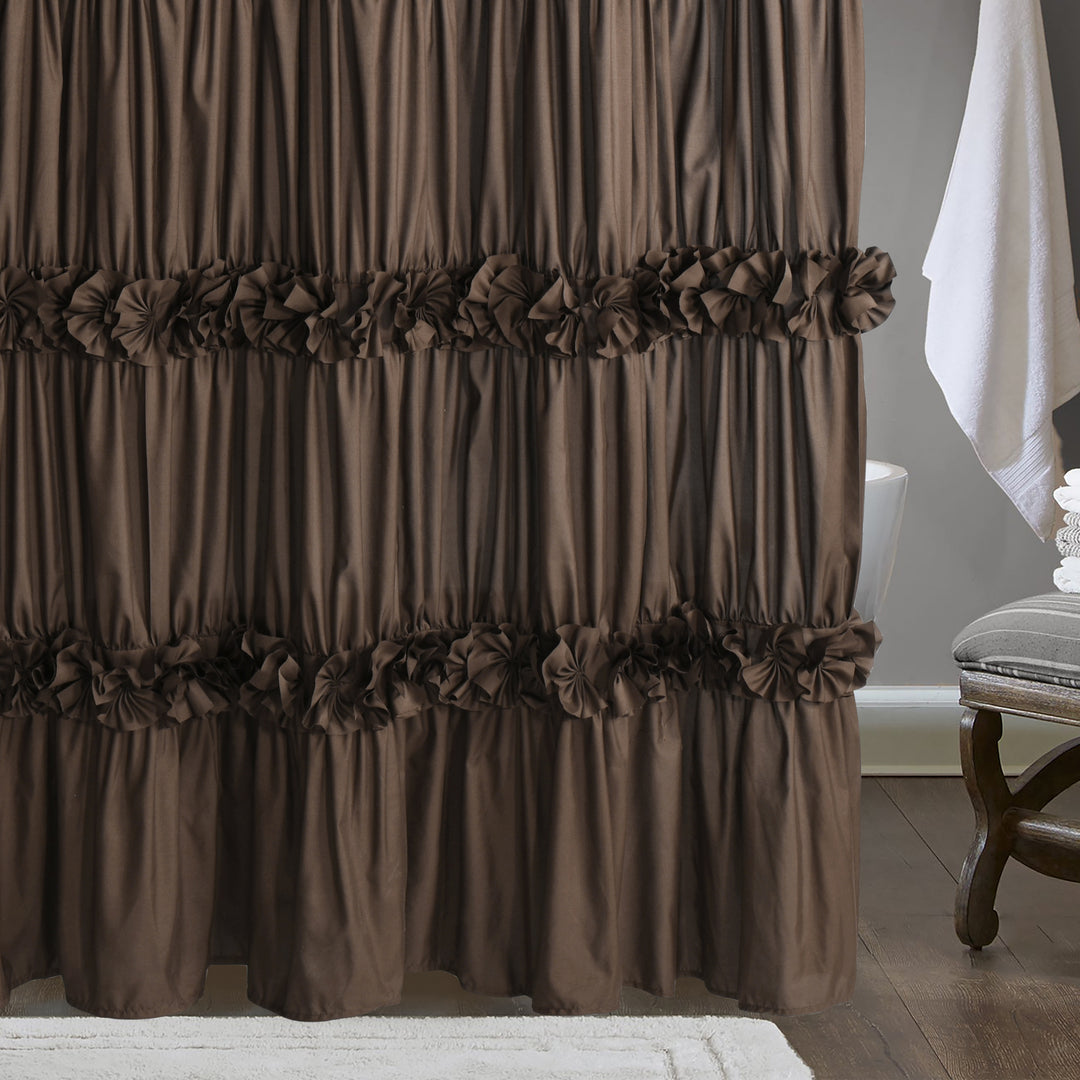 Luxurious Farmhouse Unique Pleated Cloth Fabric Shower Curtain 72x72 Extra Long Bathroom Curtain