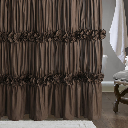 Luxurious Farmhouse Unique Pleated Cloth Fabric Shower Curtain 72x72 Extra Long Bathroom Curtain