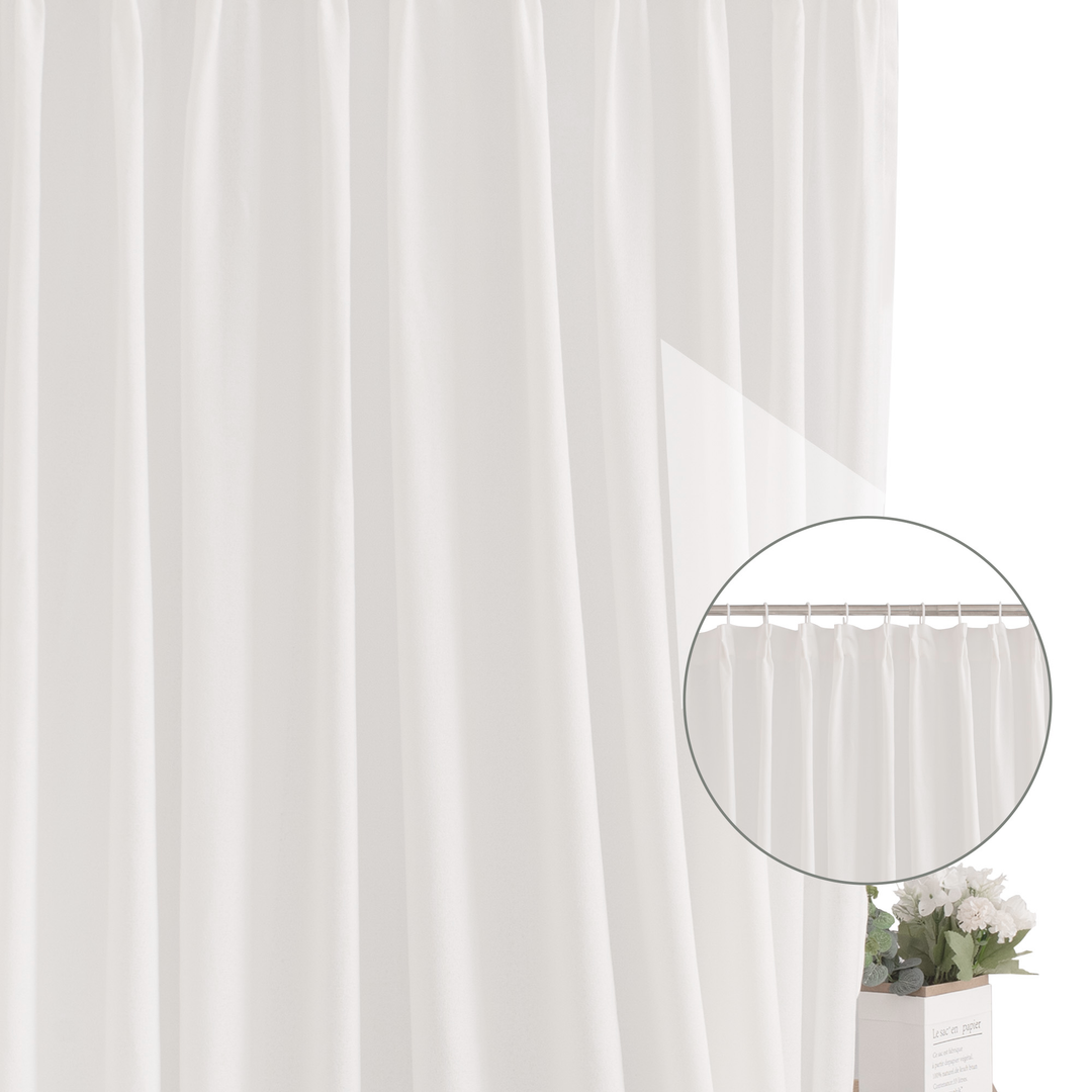 HIG Linen-Like Pinch Pleated Modern Neutral Solid Color Shower Curtain