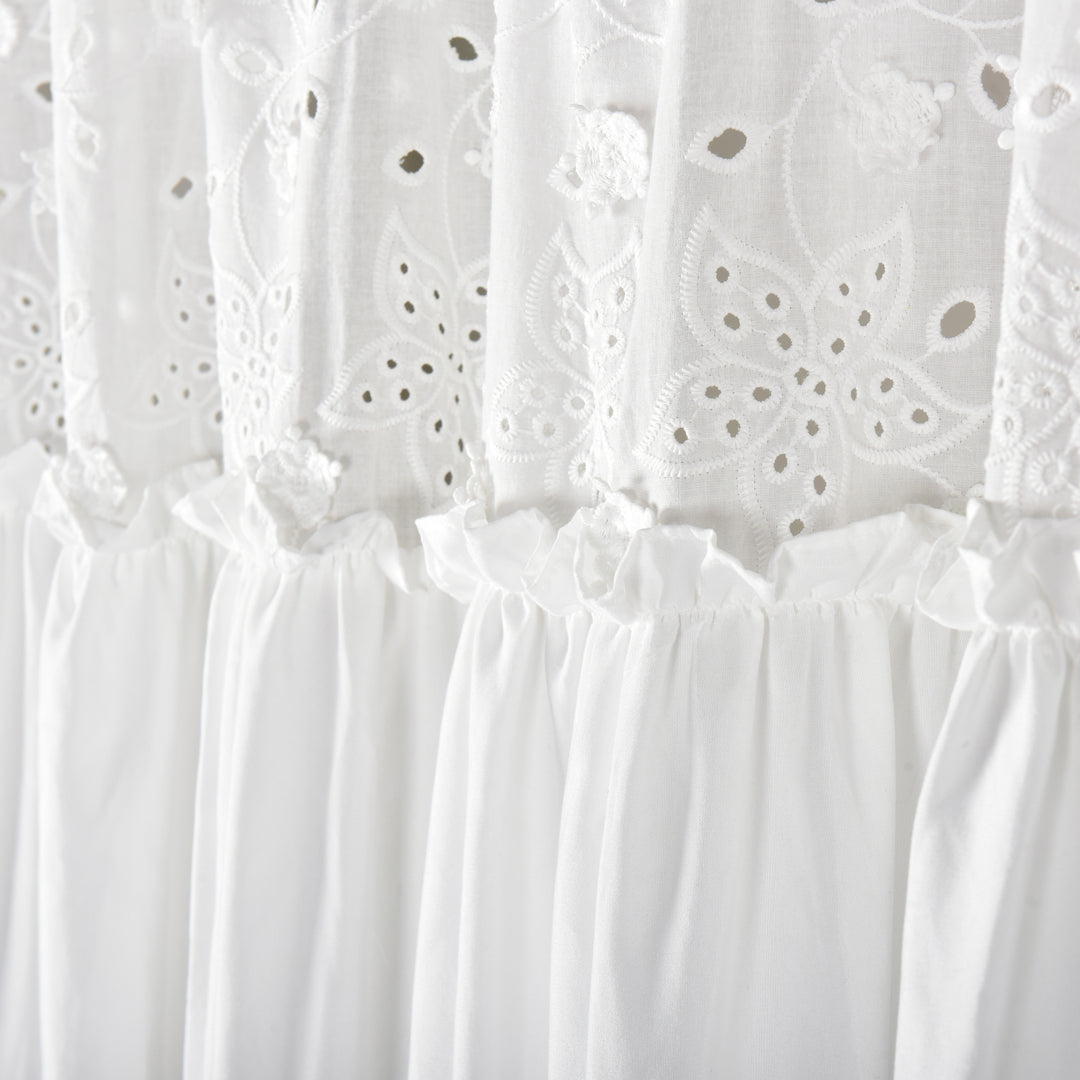 White Eyelet Lace Shower Curtain – Elegant Ruffled Bathroom Curtain 72" x 72"