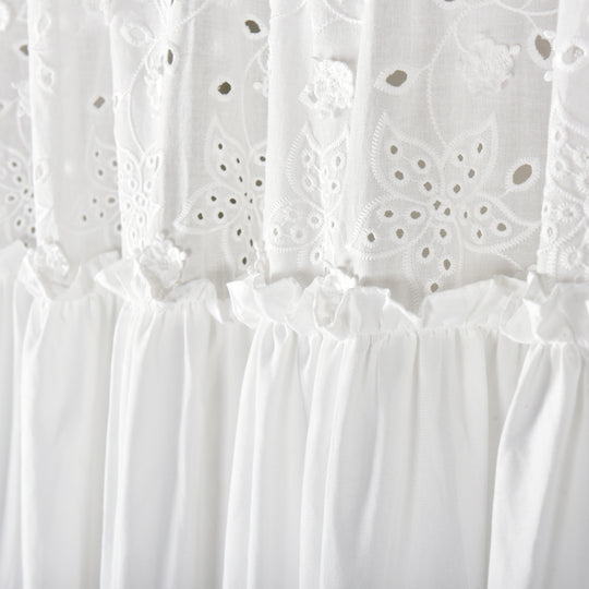 White Eyelet Lace Shower Curtain – Elegant Ruffled Bathroom Curtain 72" x 72"