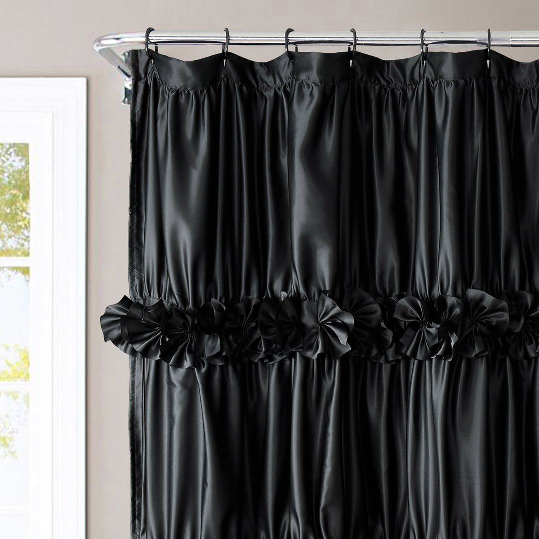 Luxurious Farmhouse Unique Pleated Cloth Fabric Shower Curtain 72x72 Extra Long Bathroom Curtain
