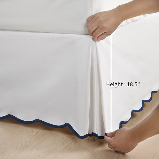 Easy Fit Scallop Edge Pleated Bedskirt, 18.5 Inch Drop Anti-Slip Dust Ruffle