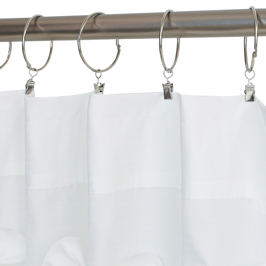 Sheer White 3D Floral Applique Window Curtains – Lightweight Rod Pocket Curtains 52" x 84" (Two Panels)