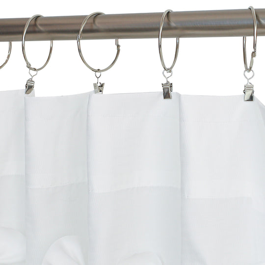 Sheer White 3D Floral Applique Window Curtains – Lightweight Rod Pocket Curtains 52" x 84" (Two Panels)