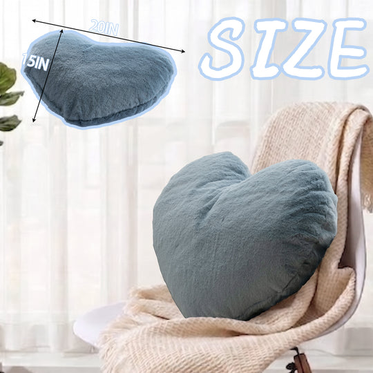 2 Pack Heart Shaped Throw Pillows, Love Decorative Pillow Gifts, Ultra Soft Faux Rabbit Fur Cute Pillows for Women Girls Kids Bedroom Decor