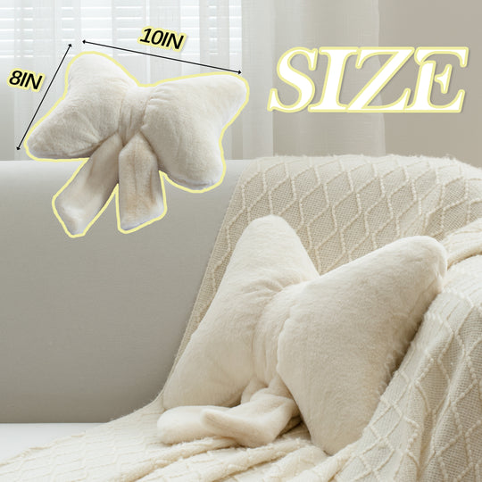 2 Pack Bow Shaped Pillows, Love Throw Pillows Gifts, Ultra Soft Faux Rabbit Fur Cute Pillows, Women Girls Kid Room Decor