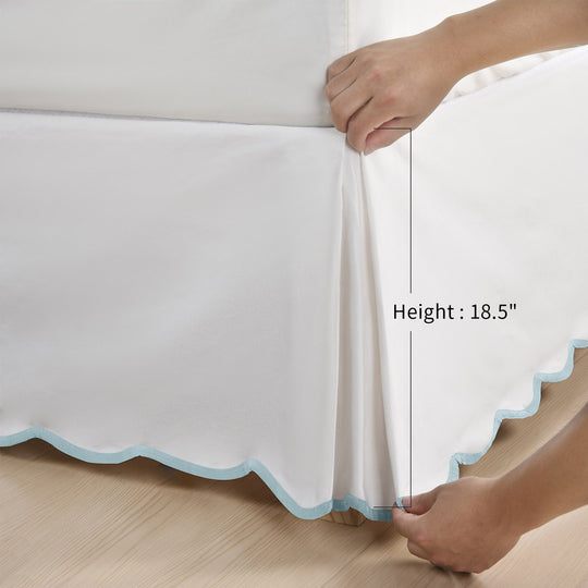 Easy Fit Scallop Edge Pleated Bedskirt, 18.5 Inch Drop Anti-Slip Dust Ruffle