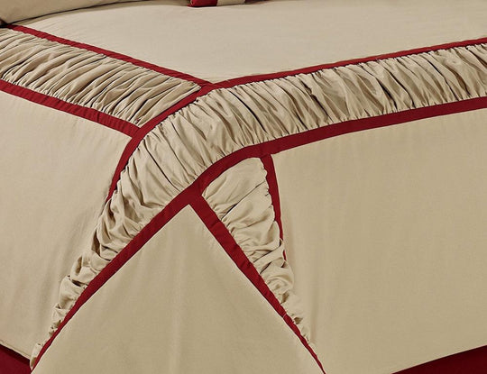 Closeout - 7 Piece Microfiber Ruffle and Patchwork Comforter Set