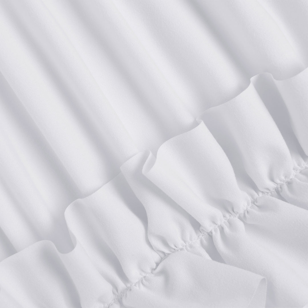 Luxurious Farmhouse Unique Pleated Cloth Fabric Shower Curtain 72x72 Long Bathroom Curtain