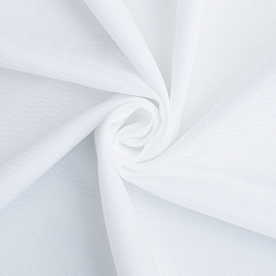 Sheer White 3D Floral Applique Window Curtains – Lightweight Rod Pocket Curtains 52" x 84" (Two Panels)