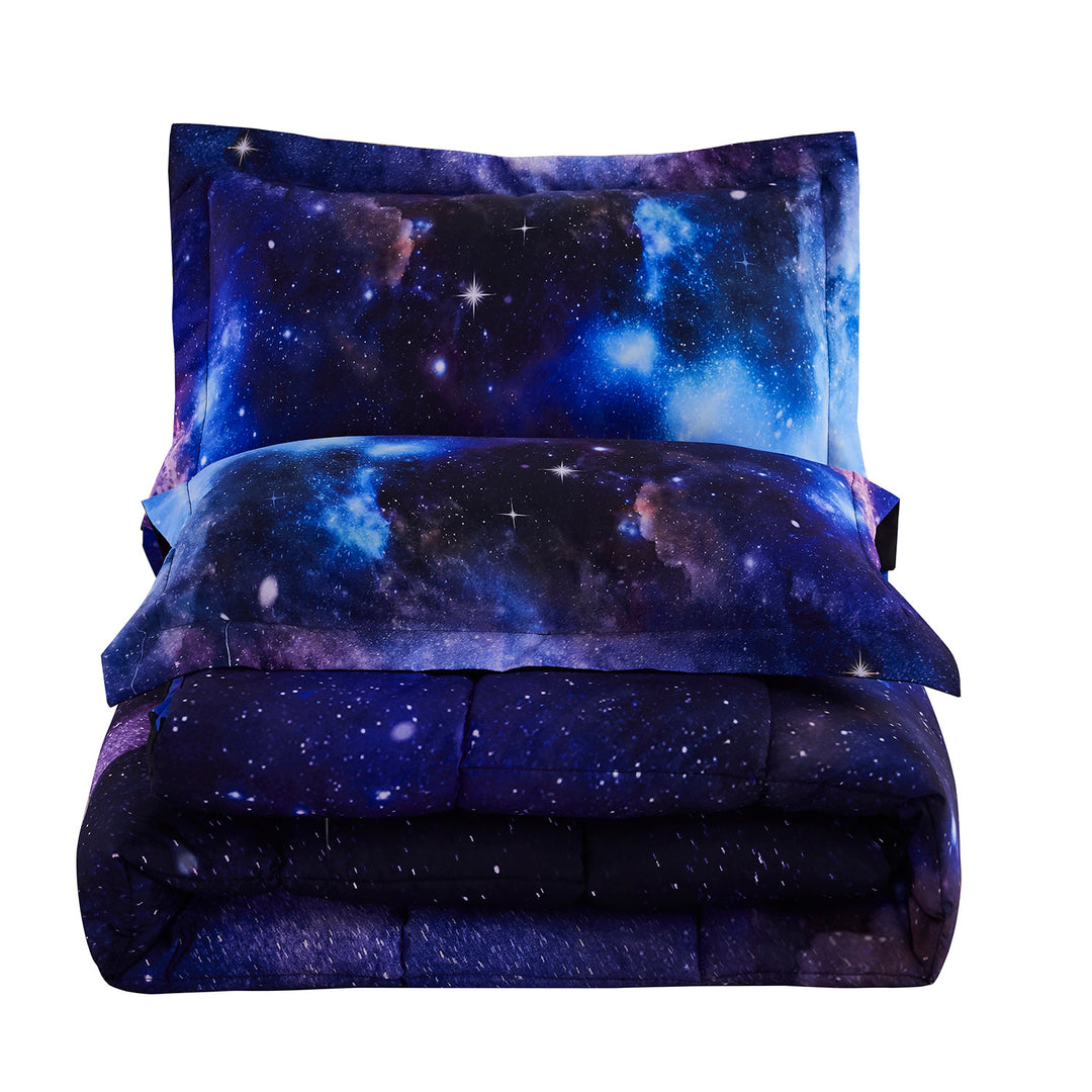 HIG Reactive Series 3-Piece Galaxy Theme Print Comforter Set for Children Boy Girl Teen Kids