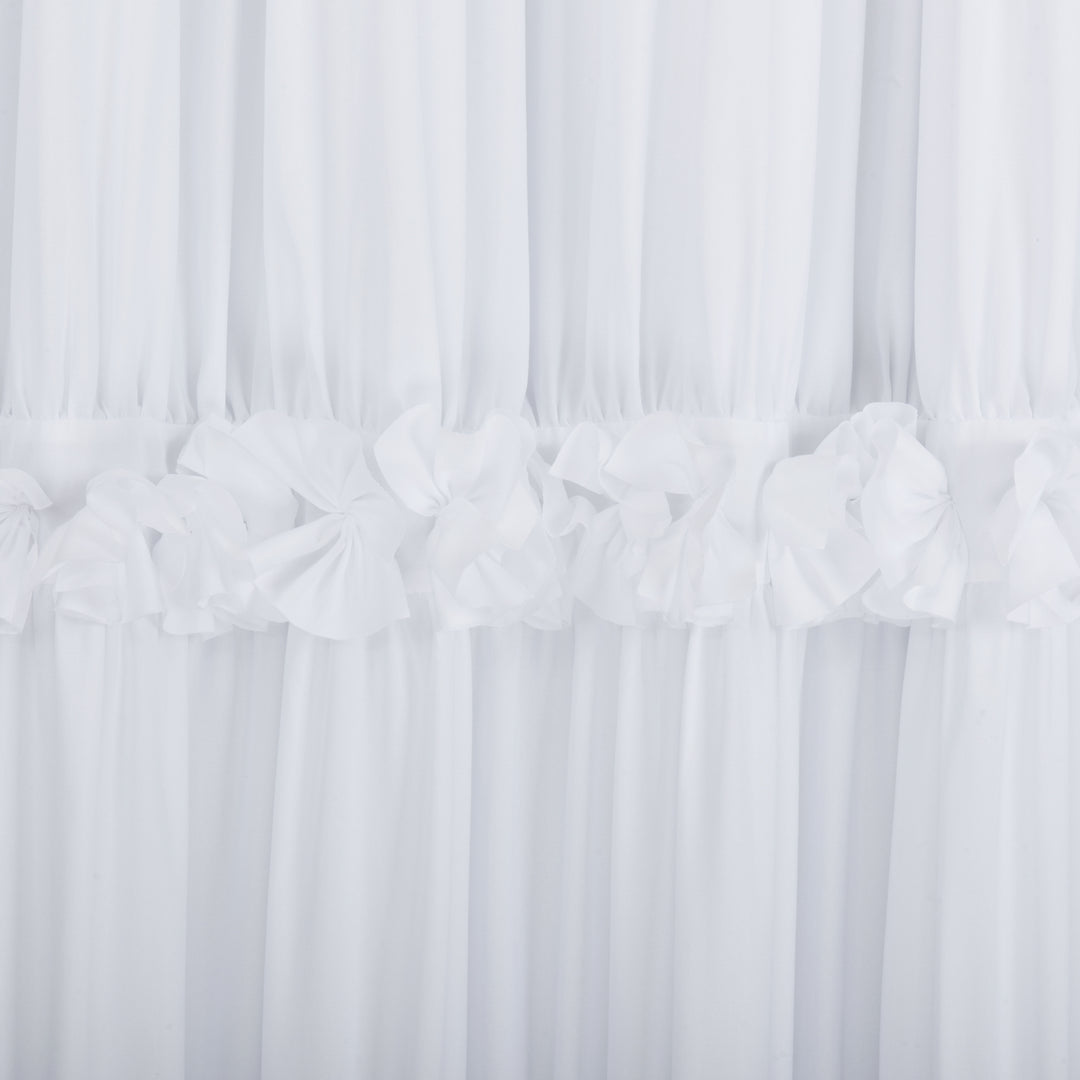 HIG Farmhouse Ruffle Window Curtains with Blackout Liner Handmade Bow Ties Drapes 2 Panels Set, 54"W x 84"L