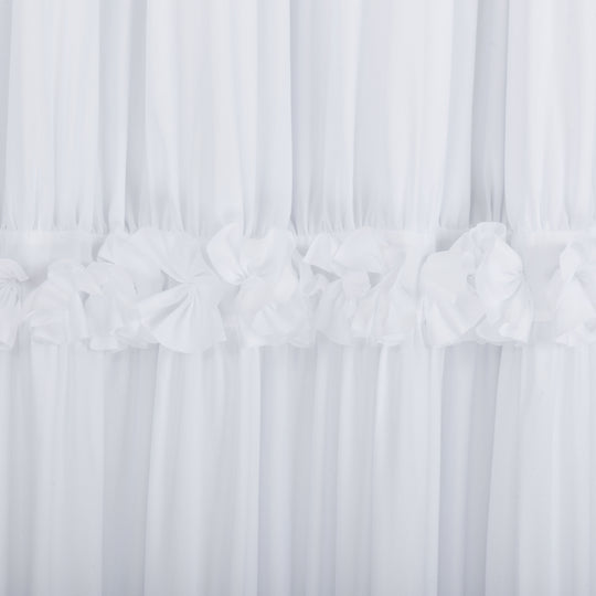 HIG Farmhouse Ruffle Window Curtains with Blackout Liner Handmade Bow Ties Drapes 2 Panels Set, 54"W x 84"L