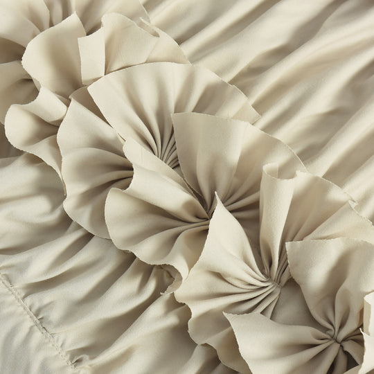 Farmhouse Ruffle Window Curtains with Blackout Liner Handmade Bow Ties Drapes 1 Panel, 100"W x 84"L