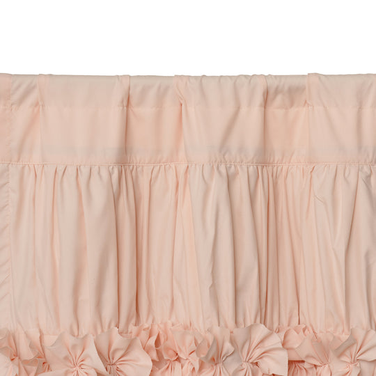 Ruffled Floral Applique Tier Curtains – Brushed Fabric Decorative Kitchen Curtains (Set of 2)