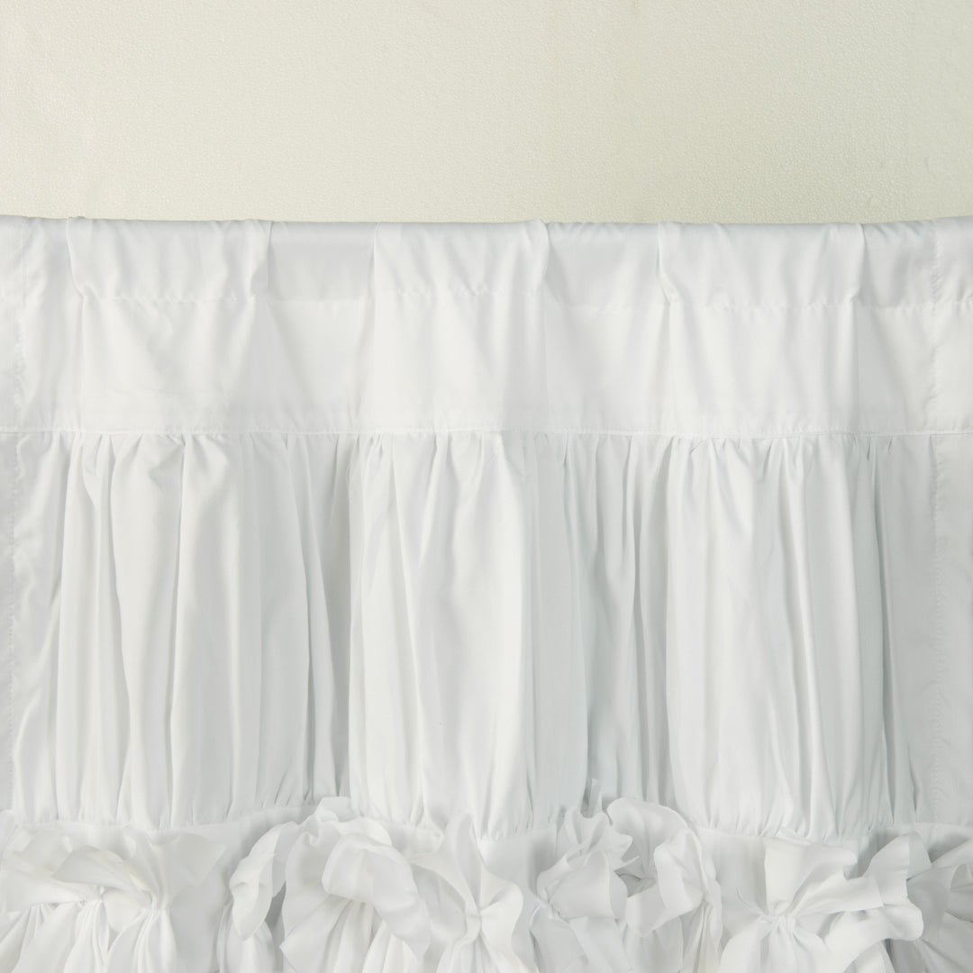 Ruffled Floral Applique Tier Curtains – Brushed Fabric Decorative Kitchen Curtains (Set of 2)