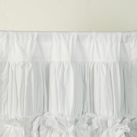 Ruffled Floral Applique Tier Curtains – Brushed Fabric Decorative Kitchen Curtains (Set of 2)