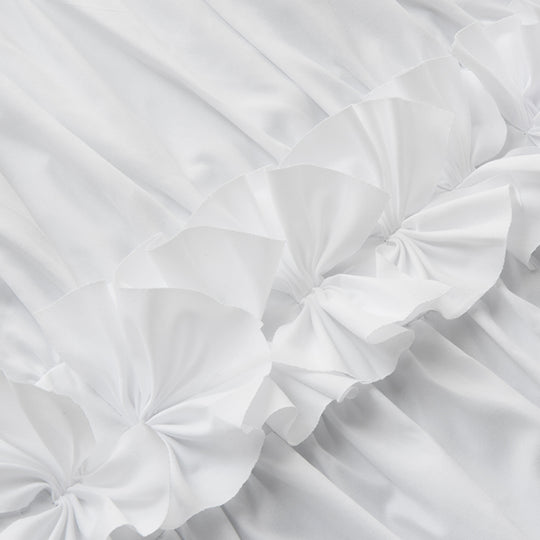 Ruffled Floral Applique Tier Curtains – Brushed Fabric Decorative Kitchen Curtains (Set of 2)