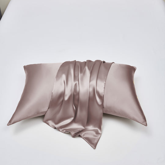 HIG Cooling Curved Pillow Cases 2 Pack King - Silky Soft Stretch Satin Pillow Shams