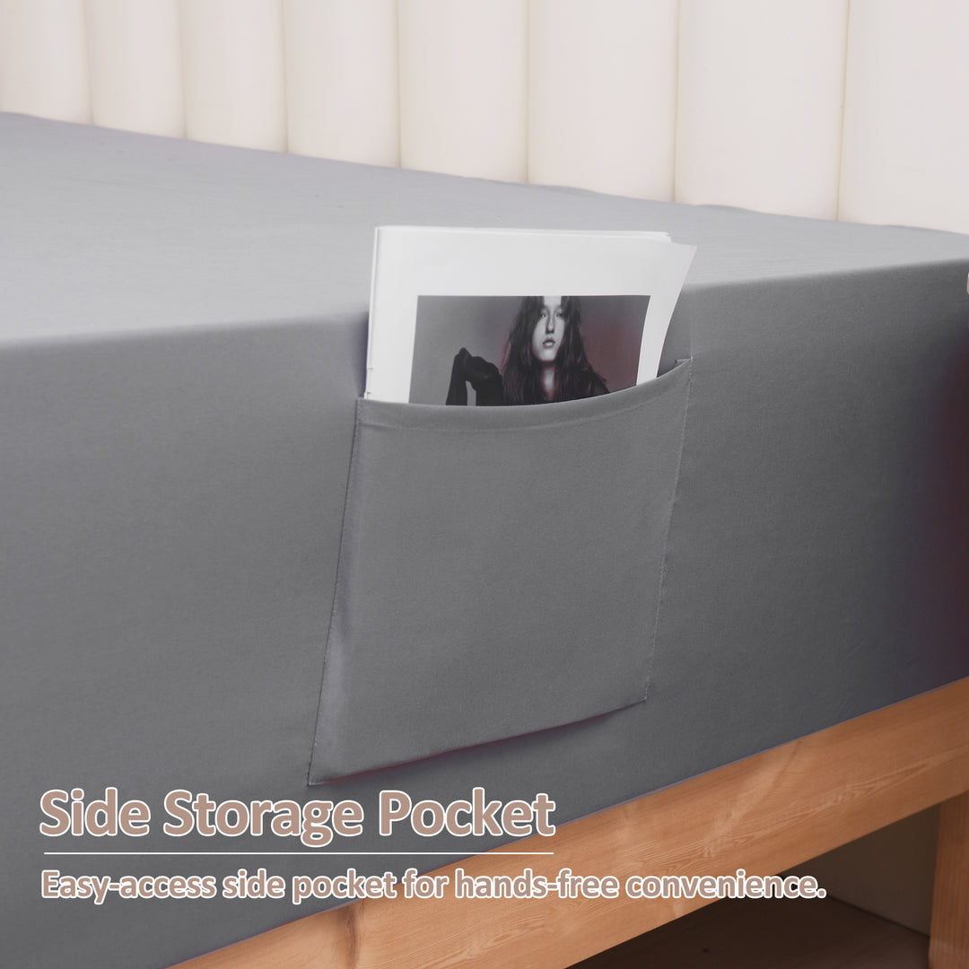 HIG 7 Piece Reversible Comforter Set - Black Quilted Down Alternative Bedding All Season Super Soft Microfiber Bed in a Bag Includes Sheets Pillowcases Shams